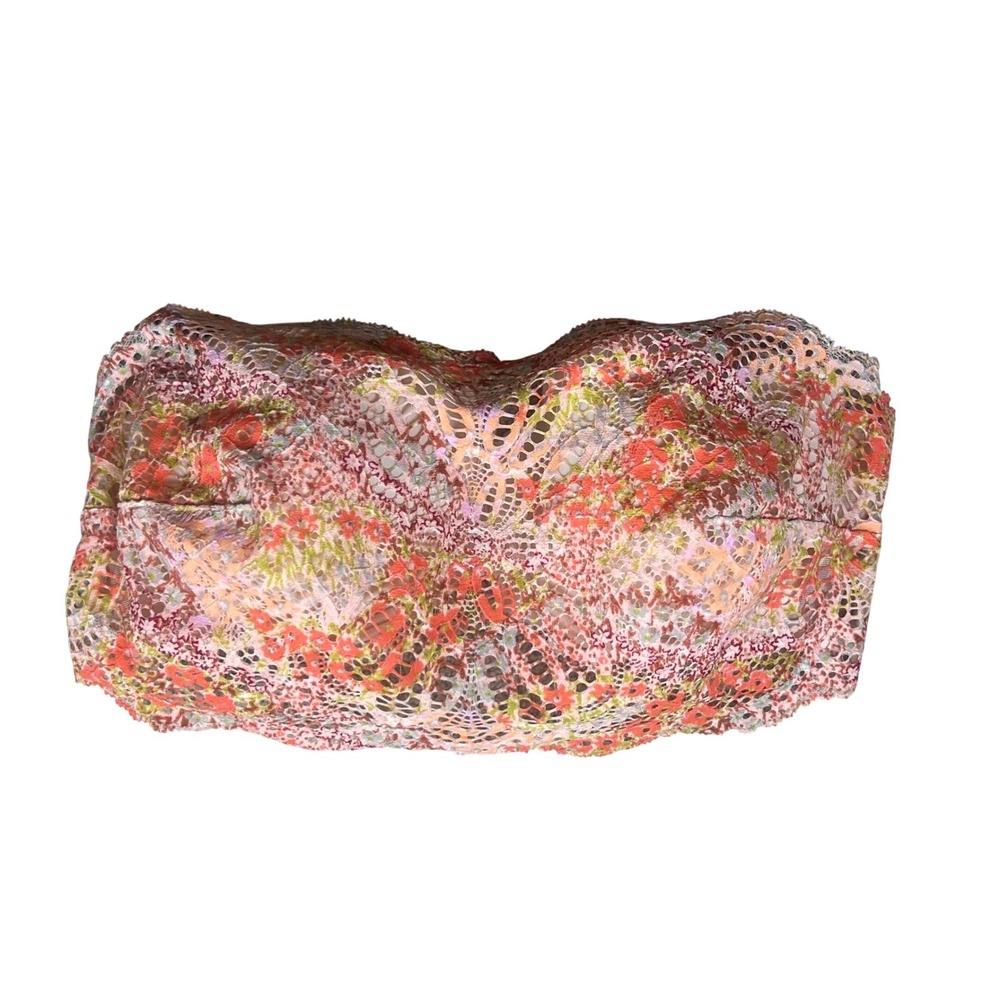 Victorias Secret Dream Angels Strapless Bandeau Floral Lace‎ Bra Pink 34D Fairy